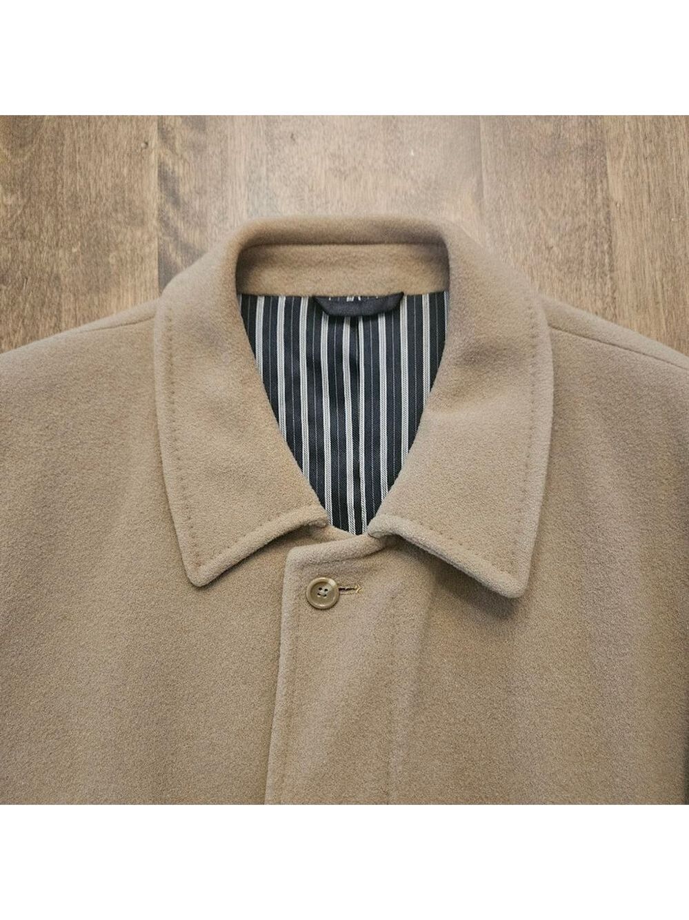 Jones New York Vintage Swinton Wool Cashmere Overcoat Men 44R Brown Long Coat - Picture 10 of 13